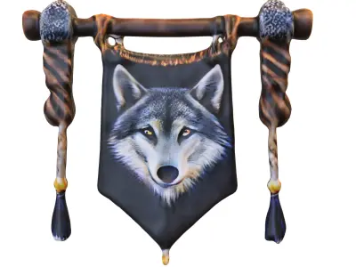 Tribal Wolf Banner Low-poly 3D model