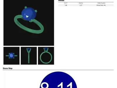 Four-Prong Petite Comfort Fit Solitaire Engagement Ring 0023 3D print model