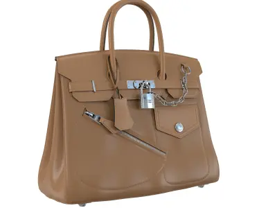 Hermes Birkin Rock Bag Beige Low-poly 3D model