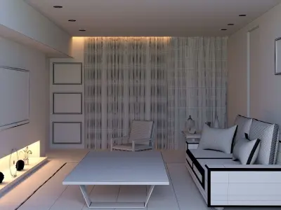 interior modern living room with rug Free 3D model