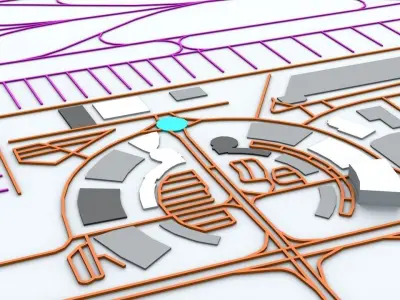 Dubai Airport DXB Airport Roads Buildings and Public Trans 3D model