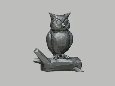 Owl low-poly 3d model Cyborg Decorative animal 3D print model