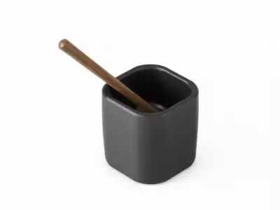 Modern Black Holder with Wood Stick Low-poly 3D model