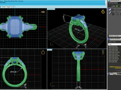 Three Stone Emerald Ring  3D print model