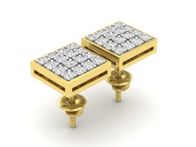 AV 494 Diamond Square Men Hip Hop Iced Stud Earrings 3D print model