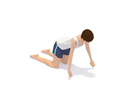 Camel Yoga Exercise Woman Animation Low-poly 3D model