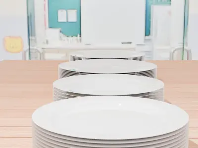 Plates And Dishes Low-poly 3D model