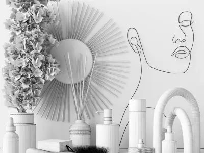 Bathroom set with face sculpture 3D model