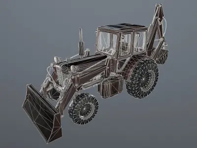 Tractor excavator model Low-poly 3D model