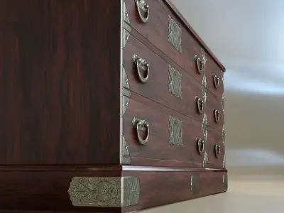 Japanese folk art chest of drawer 3D model