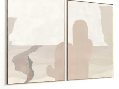 Plaster Two Photo Frame 462 Low-poly 3D model