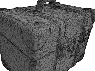 Vintage Brown Leather Travel Trunk Low-poly 3D model