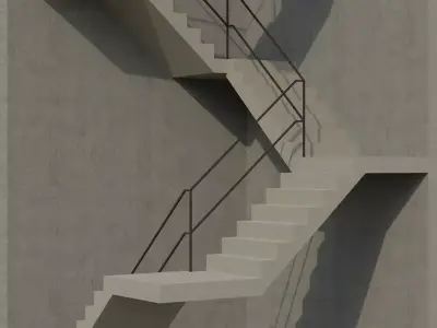 ladder set of stairs on concrete wall Free 3D model