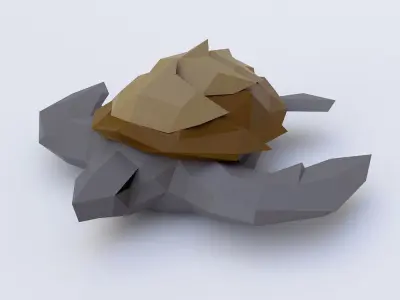 Turtle 3d model with hat Low-poly 3D model