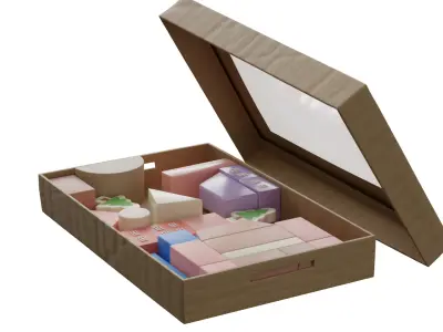 Building Block Box Low-poly 3D model