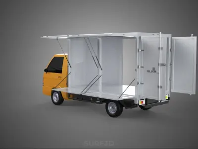 FOOD BOX TRUCK PICKUP SIDE DOOR BOOTH STAND WAGON CATERING VAN 3D model