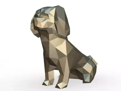 Pekingese low poly dachshund 3D print model