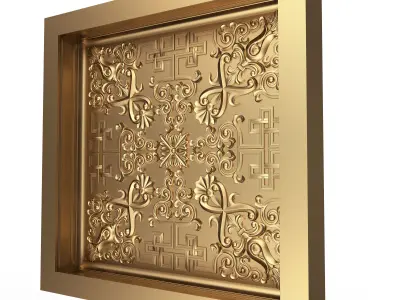 Carved Ceiling Tile 01 Low-poly 3D model