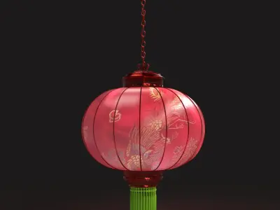 Chinese red lantern  Low-poly 3D model 4