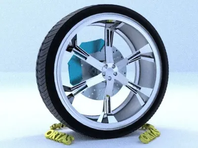 ORTAS CAR RIM 12 GAME READY RIM TIRE AND DISC 3D model