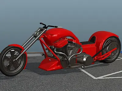 Brouhard Design V-4 Softail Chopper - High Poly 3D model