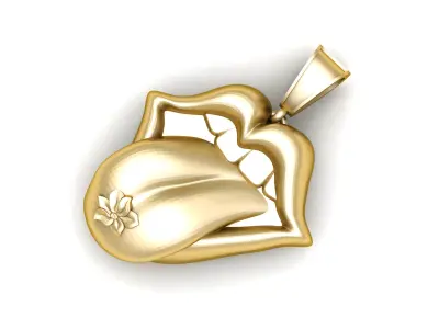MOUTH TOUNGH FLOWER DESIGN PENDANT 3D PRINTABLE MODEL 3D print model
