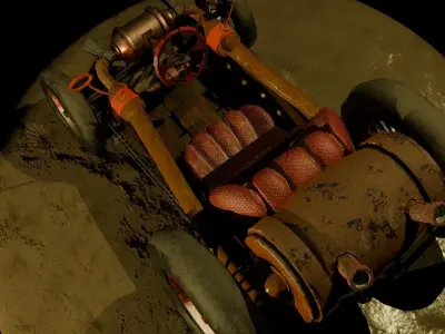 Steampunk Cycle Car Low-poly 3D model