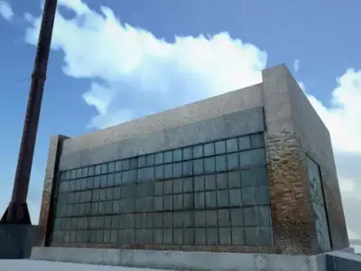 Abandoned Boiler Houses Low-poly 3D model