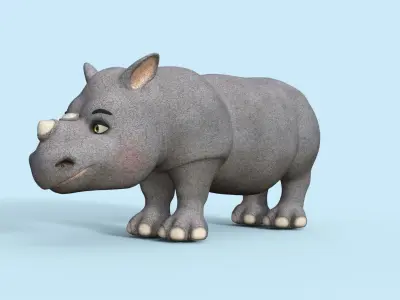 Cartoon Baby Rhino Rigged 3D model