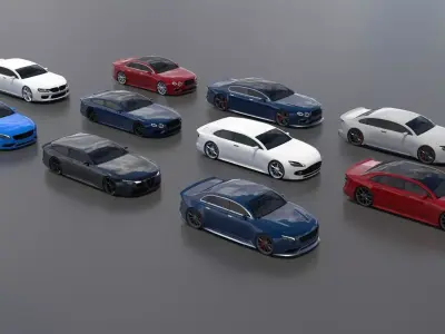 Generic 10 car pack Low-poly 3D model