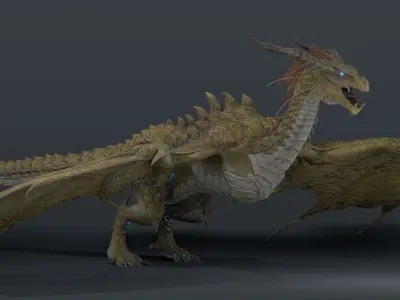 Nordic Legendary Dragon -rigged Low-poly 3D model