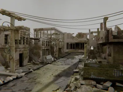 Abandoned City Full Package Low-poly 3D model