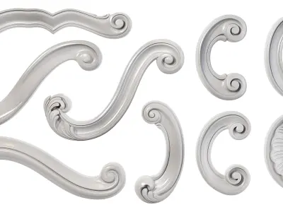 Collection of 25 swirl carved elements Part1 3D model