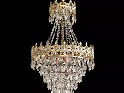 LARGE VINTAGE CRYSTAL Chandelier Low-poly 3D model