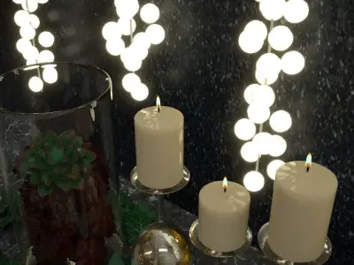 New Year decoration with glasses and candles 3D model