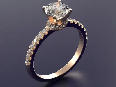 solitare engagement ring 004 3D print model