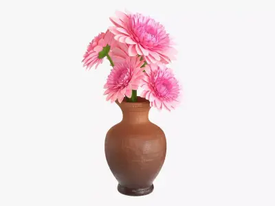 Gerbera in vase v2 3D model