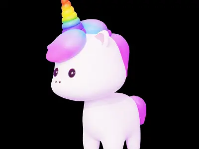 Unicorn Cute Cartoon Low-poly 3D model