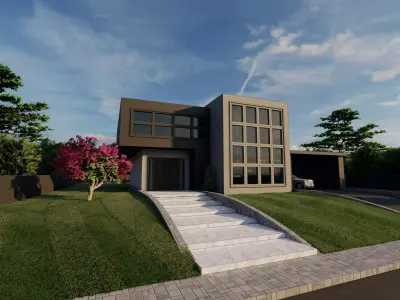 3D Futuristic Villa with Interior Design 3D model