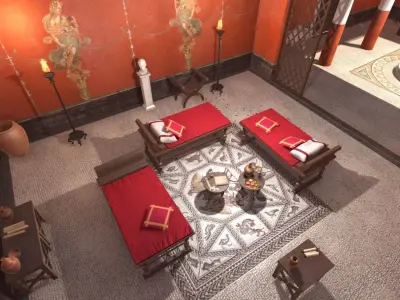 Roman house interior Low-poly 3D model