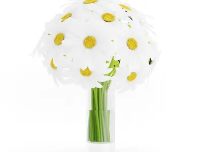 Daisies in Glass Vase 3D model