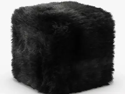 Pure Sheepskin Luxury Foot Stool 3D model
