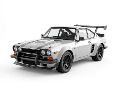 Classic sports car Ford Escort RS1800 white body black wheels 3D print model