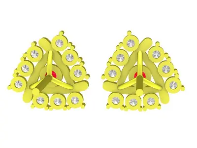 Luxury Triangle Ruby Halo Stud Earrings 3D Model 5880 3D print model