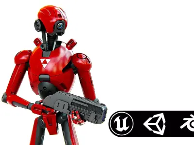 BATTLE DROID X-5000 Rigged for Unreal Engine - Unity - MIXAMO  3D model