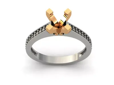 Solitaire Engagement Ring Diamond Women Ring Stone 3D print STL 3D print model