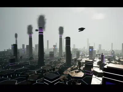 Neo-Cyber Sci-Fi Outpost Unreal Engine Environment Low-poly 3D model