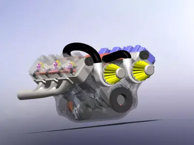 Twin Turbo V6 Engine  3D print model