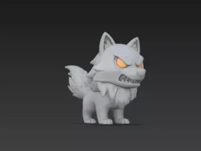 3D Model of Gray Wolf Halloween Night Creature Spooky Animal 3D print model