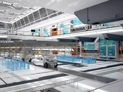 car factory - automobile production workshop 3D model